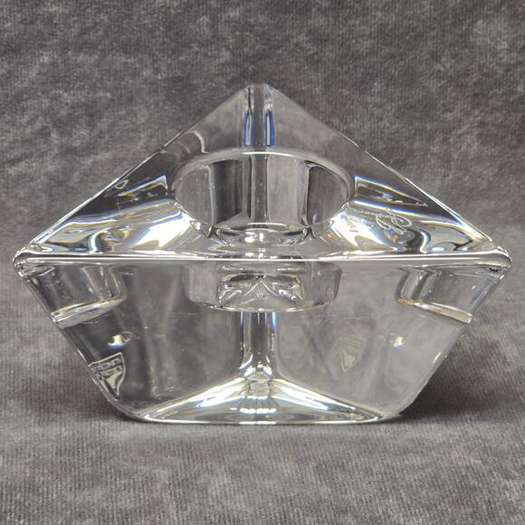 Orrefors Sweden Triangle Crystal Glass Votive Candle Holder - Picture 1 of 11